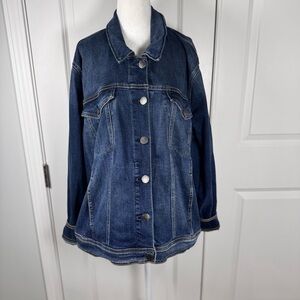 Lane Bryant Dark Wash Denim Jacket Size 26 Stretch Classic Wardrobe Staple